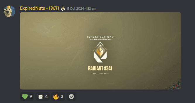 In-game card showing the Radiant #381 leaderboard rank