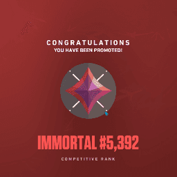 In-game promotion card: congratulations, you have been promoted to Immortal #5,392